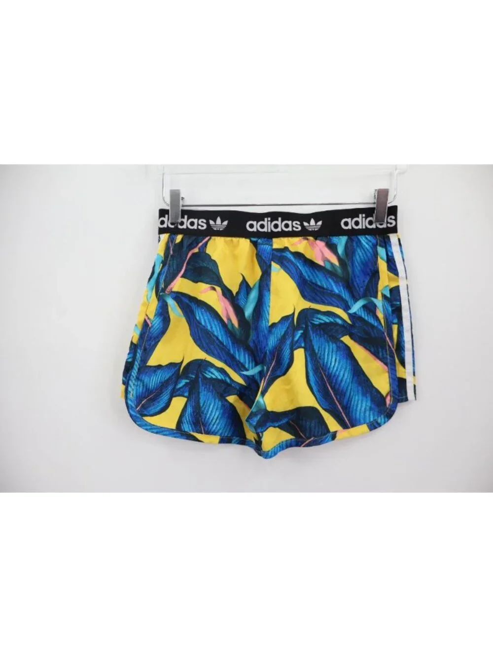 Adidas x Farm Rio Blue Yellow Palm Leaf Shorts Size Small Women Running